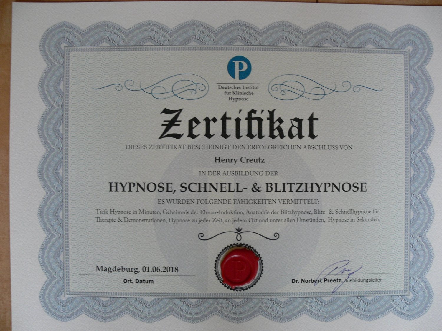 Hypnose in Dresden bei Depressionen, Burnout, Ängsten, Trauer, Krisen & Kinderhypnose - Zertifikat